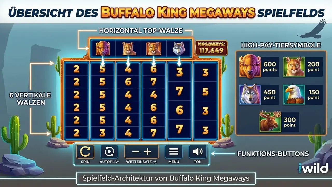 Buffalo King Megaways Spielfeld Aufbau