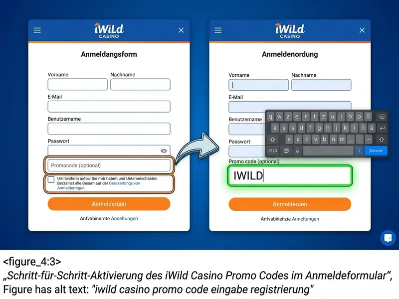 iwild casino promo code eingabe registrierung