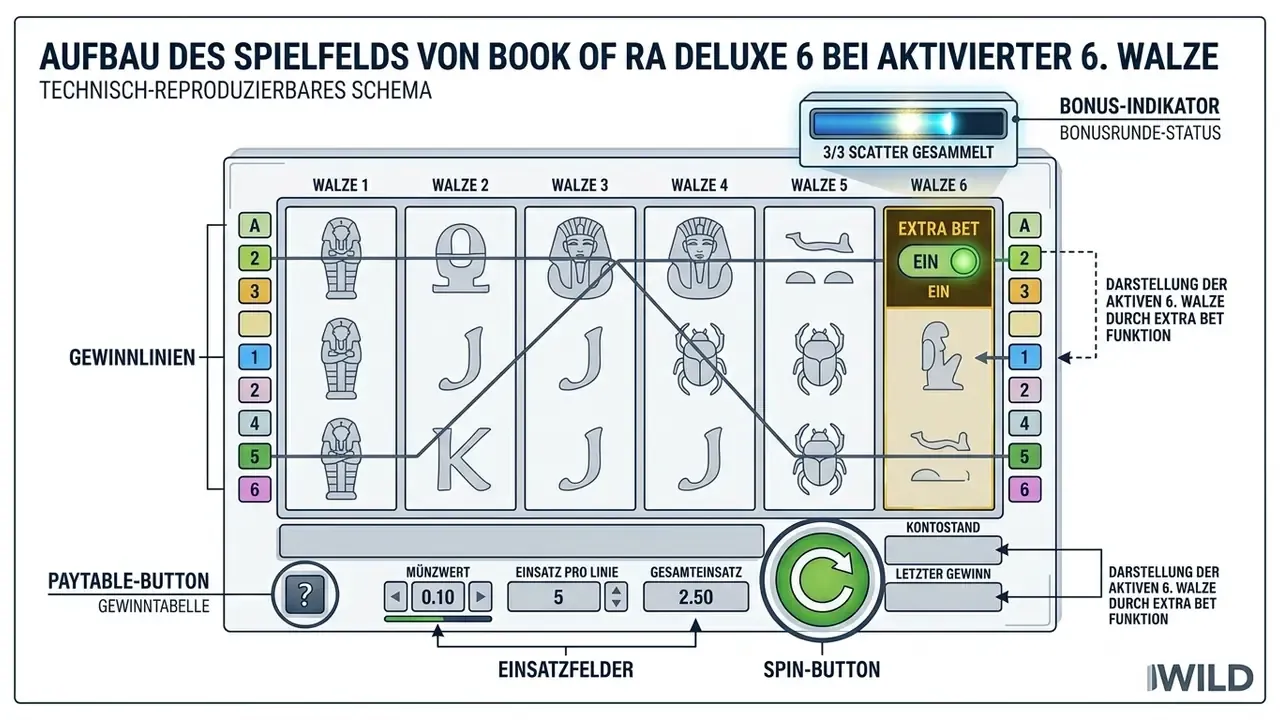 book of ra deluxe 6 slot Interface mit sechster Walze
